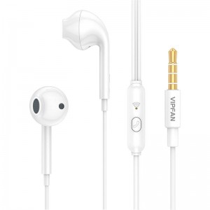 Wired in-ear headphones VFAN M15, 3.5mm jack, 1m (white)