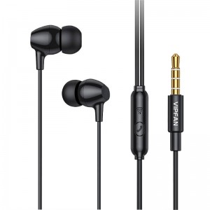 Wired in-ear headphones VFAN M16, 3.5mm jack, 1m (black)