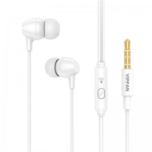 Wired in-ear headphones VFAN M16, 3.5mm jack, 1m (white)