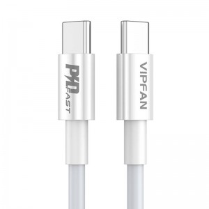 USB-C to USB-C cable VFAN P02, 1m (white)