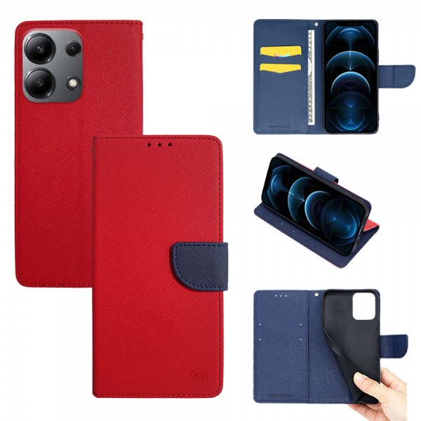 Θήκη Πορτοφόλι Sonique Trend Wallet Xiaomi Redmi Note 13 4G Κόκκινο / Σκούρο Μπλε