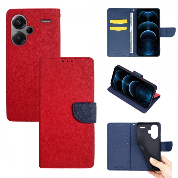 Θήκη Πορτοφόλι Sonique Trend Wallet Xiaomi Redmi Note 13 Pro Plus 5G Κόκκινο / Σκούρο Μπλε