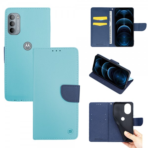 Θήκη Πορτοφόλι Sonique Trend Wallet Motorola Moto G31 4G / Moto G41 4G Σιέλ / Σκούρο Μπλε