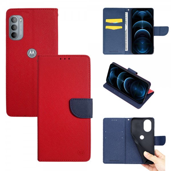 Θήκη Πορτοφόλι Sonique Trend Wallet Motorola Moto G31 4G / Moto G41 4G Κόκκινο / Σκούρο Μπλε