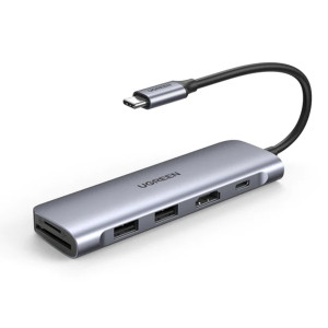 Ugreen - Docking Station (70411) - Type-C to 2xUSB-A 3.0, HDMI 4k@30Hz, SD/TF Card Reader, Type-C PD 100W - Space Gray