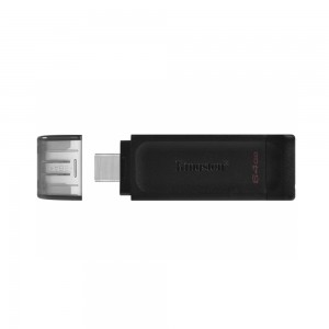 Kingston - Memory Stick DT70 (DT70/64GB) - USB-C 3.2 FlashDrive, 64GB - Black