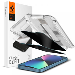 Spigen - Glas.tR EZ-FIT (2 pack) - iPhone 13 / 13 Pro / 14 - Privacy