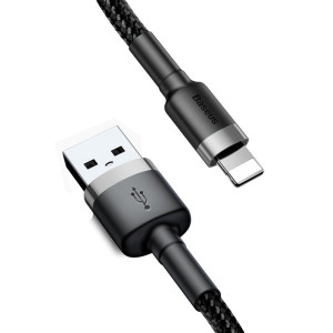 Baseus - Data Cable Cafule (CALKLF-RG1) - USB to Lightning, 2A, 3m - Black / Grey