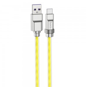 Hoco - Data Cable Solid (U113) - USB to Type-C PD100W, Transparent Silicone Protection, Zinc Alloy, 1m - Gold