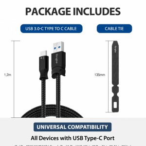 Ringke - Data Cable - USB to Type-C, 1.2m - Black