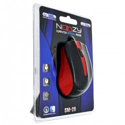 Ενσύρματο Ποντίκι Noozy SM-26 USB 3D με 3 Πλήκτρα και 1000DPI Μαύρο-Κόκκινο