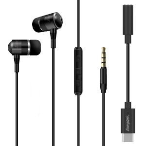 Hands Free Energizer UIC30 Metal Stereo με Αντάπτορα USB-C σε 3.5mm και Πλήκτρα Λειτουργίας 1.2  Μαύρο