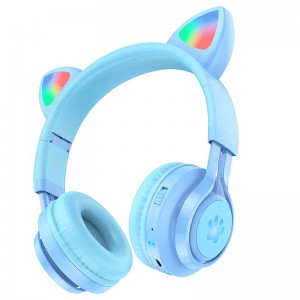 Wireless Ακουστικά Stereo Hoco W39 Cat Ear Hi-Fi BT V5.3 3.5mm 10h ώρες λειτουργίας Μπλε