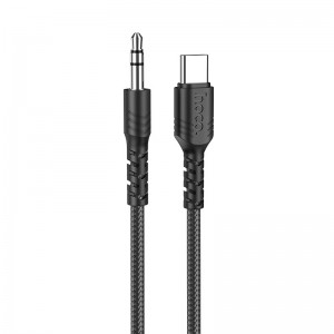 Καλώδιο σύνδεσης Ήχου Hoco UPA17 Braided USB-C σε 3.5mm Αρσενικό 1m Μαύρο