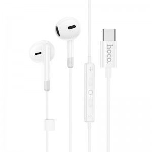 Hands Free Hoco M109 Earphones Stereo USB-C Συμβατά με Όλες τις Συσκευές USB-C Λευκό 1.2m