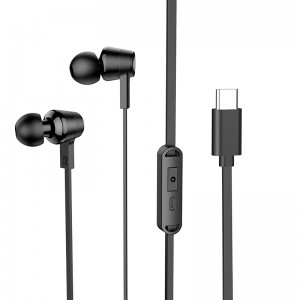 Hands Free Hoco M86 Oceanic Universal Earphones Deep Bass Stereo Συμβατά με Όλες τις Συσκευές USB-C Μαύρο 1.2m