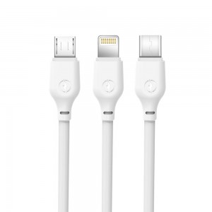 XO cable NB103 3in1 USB - Lightning + USB-C + microUSB 1,0 m 2,1A white