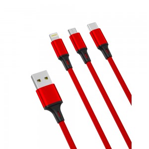 XO cable NB173 3in1 USB - Lightning + USB-C + microUSB 1,2 m 2,4A red