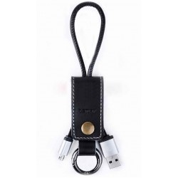 καλώδιο δεδομένων micro USB, Remax RC-034I,, μπρελόκ, δέρμα, Μαύρο - 14341