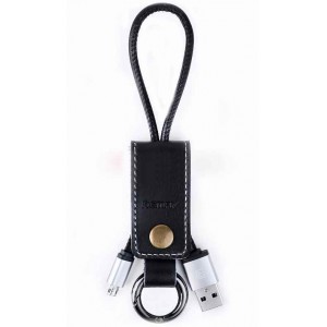 καλώδιο δεδομένων micro USB, Remax RC-034I,, μπρελόκ, δέρμα, Μαύρο - 14341