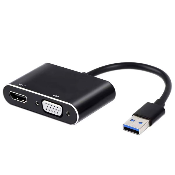 Adapter DeTech, USB 3.0 – HDMI+VGA, Gray - 17843