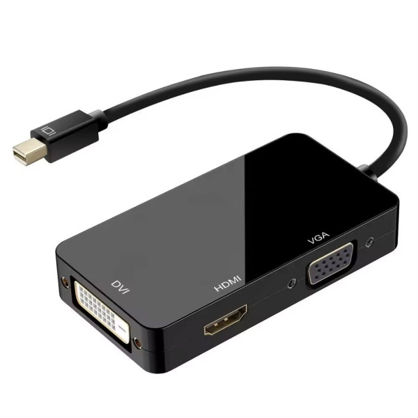 Adapter DeTech, Mini DisplayPort (Thunderbolt) - DVI, VGA, HDMI, Black - 17859