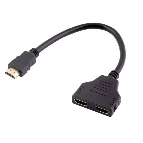Splitter DeTech, HDMI (M) - 2*HDMI(F), Black - 17861