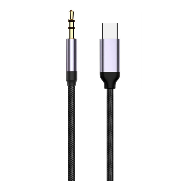 Cable DeTech, USB-C – 3.5mm (М), 1.0m, Black - 18391