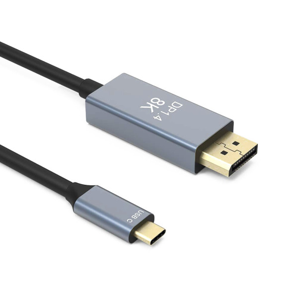 Cable DeTech, USB-C – DP, 1.8m, 8К, 60Hz, Black - 18398