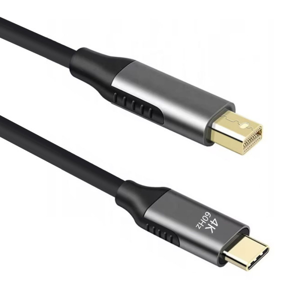 Cable DeTech, USB-C – Mini DP, 1.8m, 4K, 60Hz, Black - 18399