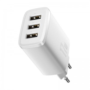 Network charger Baseus Compact 3U, 17W, 3 x USB F, White - 40412