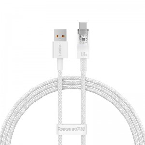 Data cable Baseus Explorer, Type-C, 100W, 1.0m, White - 40440