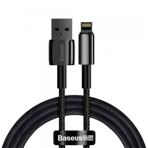 Data cable Baseus Tungsten Gold, Lightning, 1.0m, Black - 40472