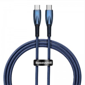 Data cable Baseus Glimmer, Type-C - Type-C, 100W, PD, 1.0m, Blue - 40484