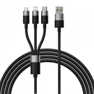 Charging cable Baseus StarSpeed, 3in1, Micro USB, Lightning, Type-C, 1.2m, Black - 40491