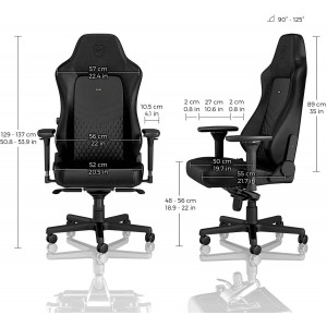 noblechairs HERO Pure Leather Gaming Chair - cold foam, steel armrests,  60mm casters, 150kg - black