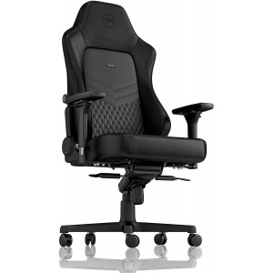 noblechairs HERO Pure Leather Gaming Chair - cold foam, steel armrests,  60mm casters, 150kg - black