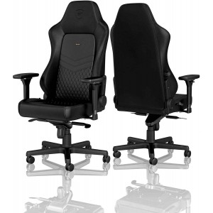 noblechairs HERO Pure Leather Gaming Chair - cold foam, steel armrests,  60mm casters, 150kg - black