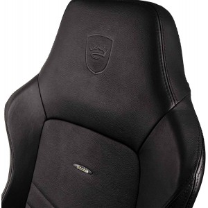 noblechairs HERO Pure Leather Gaming Chair - cold foam, steel armrests,  60mm casters, 150kg - black