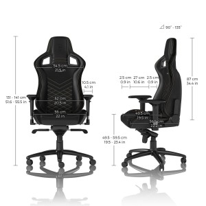 noblechairs EPIC Gaming Chair Breathable, 4D armrests, 60mm casters - black/gold