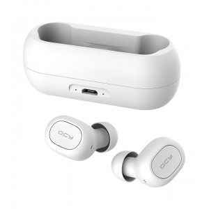 QCY T1C TWS WHITE True Wireless Earbuds 5.0 Bluetooth Headphones 80hrs